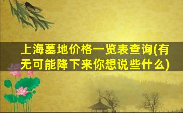 上海墓地价格一览表查询(有无可能降下来你想说些什么)