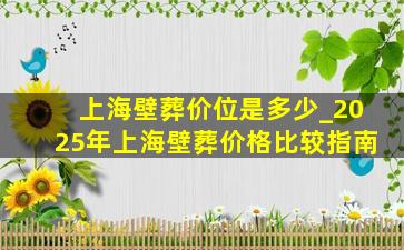 上海壁葬价位是多少_2025年上海壁葬价格比较指南