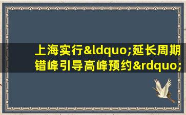 上海实行“延长周期错峰引导高峰预约”保障周期延长至3周