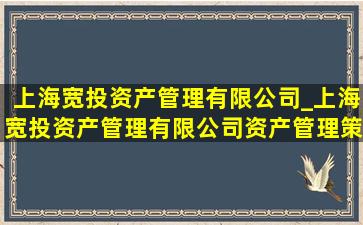 上海宽投资产管理有限公司_上海宽投资产管理有限公司资产管理策略与投资方案