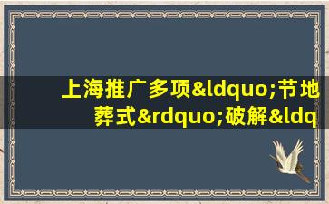 上海推广多项“节地葬式”破解“无地可葬”困局