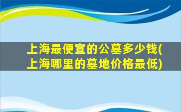 上海最便宜的公墓多少钱(上海哪里的墓地价格最低)