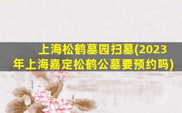 上海松鹤墓园扫墓(2023年上海嘉定松鹤公墓要预约吗)