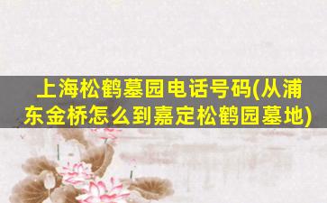 上海松鹤墓园电话号码(从浦东金桥怎么到嘉定松鹤园墓地)