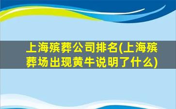 上海殡葬公司排名(上海殡葬场出现黄牛说明了什么)