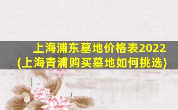 上海浦东墓地价格表2022(上海青浦购买墓地如何挑选)