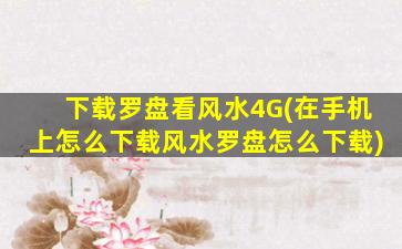 下载罗盘看风水4G(在手机上怎么下载风水罗盘怎么下载)