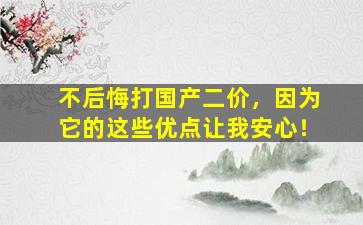不后悔打国产二价，因为它的这些优点让我安心！