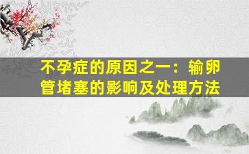 不孕症的原因之一：输卵管堵塞的影响及处理方法