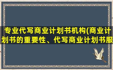 专业代写商业计划书机构(商业计划书的重要性、代写商业计划书服务)