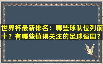 世界杯最新排名：哪些球队位列前十？有哪些值得关注的足球强国？