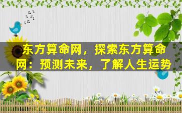 东方算命网，探索东方算命网：预测未来，了解人生运势