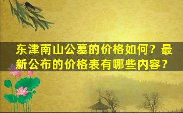 东津南山公墓的价格如何？最新公布的价格表有哪些内容？