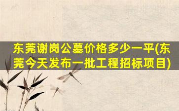 东莞谢岗公墓价格多少一平(东莞今天发布一批工程招标项目)