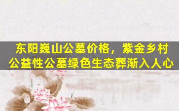 东阳巍山公墓价格，紫金乡村公益性公墓绿色生态葬渐入人心