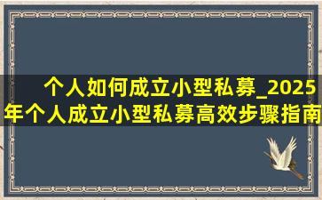 个人如何成立小型私募_2025年个人成立小型私募高效步骤指南