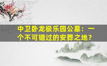 中卫卧龙极乐园公墓：一个不可错过的安葬之地？