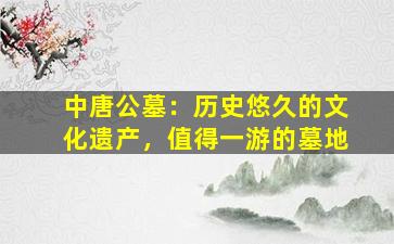 中唐公墓：历史悠久的文化遗产，值得一游的墓地