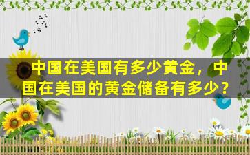 中国在美国有多少黄金，中国在美国的黄金储备有多少？