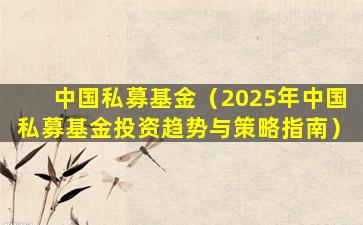 中国私募基金（2025年中国私募基金投资趋势与策略指南）