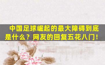 中国足球崛起的最大障碍到底是什么？网友的回复五花八门！
