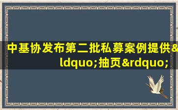 中基协发布第二批私募案例提供“抽页”备案材料