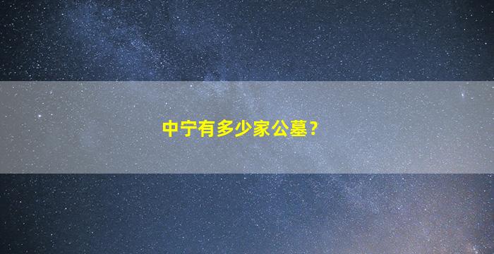 中宁有多少家公墓？