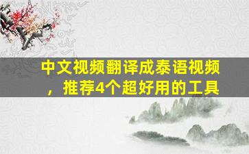 中文视频翻译成泰语视频，推荐4个超好用的工具