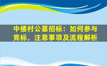 中楼村公墓招标：如何参与竞标，注意事项及流程解析