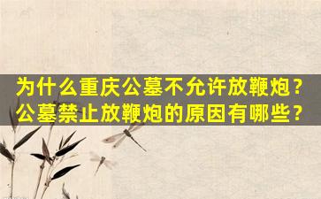 为什么重庆公墓不允许放鞭炮？公墓禁止放鞭炮的原因有哪些？