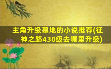 主角升级墓地的小说推荐(征神之路430级去哪里升级)