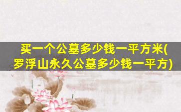 买一个公墓多少钱一平方米(罗浮山永久公墓多少钱一平方)