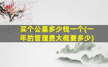 买个公墓多少钱一个(一年的管理费大概要多少)