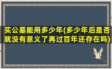 买公墓能用多少年(多少年后是否就没有意义了再过百年还存在吗)