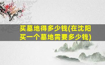 买墓地得多少钱(在沈阳买一个墓地需要多少钱)
