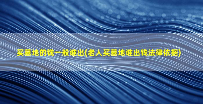 买墓地的钱一般谁出(老人买墓地谁出钱法律依据)