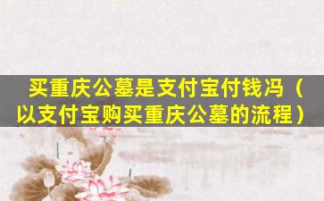 买重庆公墓是支付宝付钱冯（以支付宝购买重庆公墓的流程）