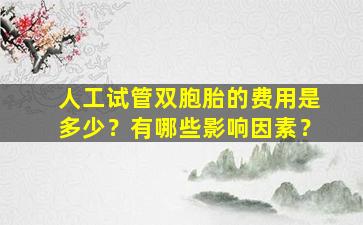 人工试管双胞胎的费用是多少？有哪些影响因素？