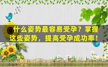什么姿势最容易受孕？掌握这些姿势，提高受孕成功率！