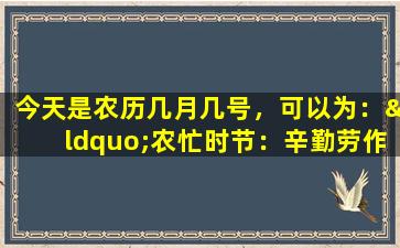 今天是农历几月几号，可以为：“农忙时节：辛勤劳作，丰收在望”。