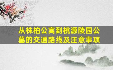 从株柏公寓到桃源陵园公墓的交通路线及注意事项