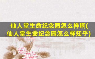 仙人堂生命纪念园怎么样啊(仙人堂生命纪念园怎么样知乎)
