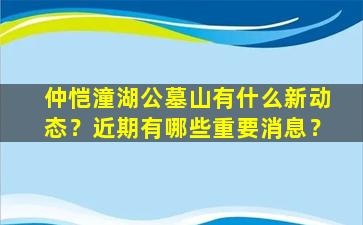 仲恺潼湖公墓山有什么新动态？近期有哪些重要消息？