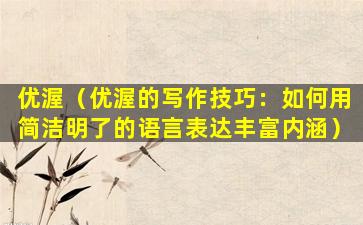 优渥（优渥的写作技巧：如何用简洁明了的语言表达丰富内涵）
