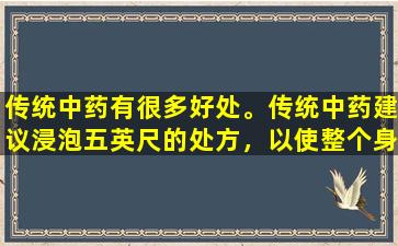 传统中药有很多好处。传统中药建议浸泡五英尺的处方，以使整个身体变暖并驱逐寒冷！