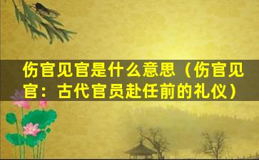 伤官见官是什么意思（伤官见官：古代官员赴任前的礼仪）