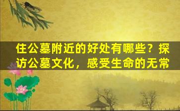 住公墓附近的好处有哪些？探访公墓文化，感受生命的无常