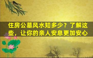 住房公墓风水知多少？了解这些，让你的亲人安息更加安心