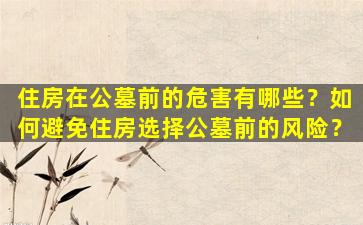 住房在公墓前的危害有哪些？如何避免住房选择公墓前的风险？