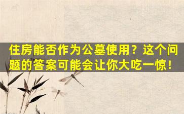 住房能否作为公墓使用？这个问题的答案可能会让你大吃一惊！